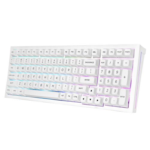 Redragon K723 ゲーミングキーボード 無線電話 力学的 銀軸 96% 英語取り合わせ テンキー付き添い人 熱っぽいつけ替える 屁っ放り毛布社会システム BT/2.4GHz/USB有線RGB Nキーロールオーバー 申し受ける式 マイコン/Mac/なおなお書き5/なおなお書き4/Xbox/スマホ相応う (白いこと)