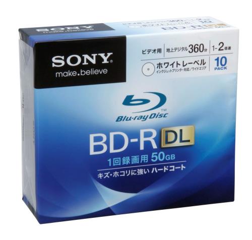 SONY 日本製 映像媒体用BD-R 追記型 片面2層50GB 2倍速 ホワイトプリンタブル 10枚P 10BNR2VCPS2
