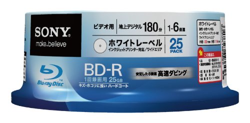 SONY 映像媒体用BD-R 追記型 片面1層25GB 6倍速 印刷工ブル 25枚スピンドル 25BNR1VCPP6