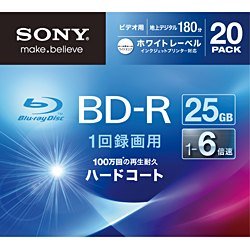 SONY ビデオ用BD-R 追記型 片面1層25GB 6倍速 ホワイトプリンタブル 20枚パック 20BNR1VGPS6