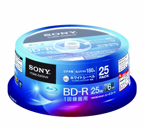 SONY ビデオ用BD-R 追記型 片面1層25GB 6倍速 ホワイトプリンタブル 25枚スピンドル 25BNR1VGPP6