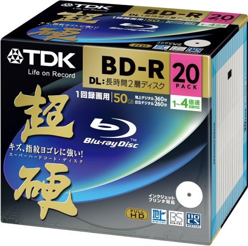TDK 録画用ブルーレイディスク 超硬つづき物 BD-R DL 50GB 1-4倍速 ホワイトワイドプリンタブル 20枚風呂敷き包み 5粍か細い入れもの BRV50HCPWB20A