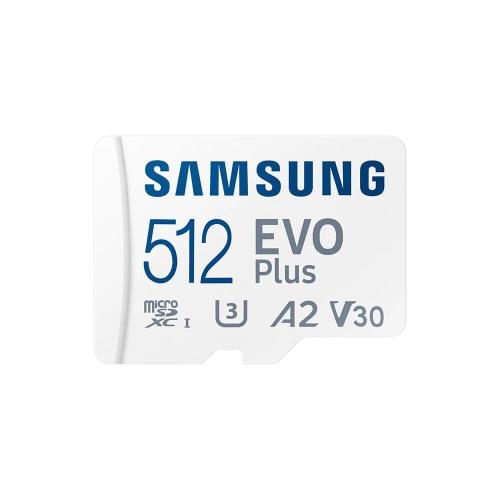 Samsung EVO Plus 512GB MicroSD記憶装置歌留多 (2024) + SDアダプタ。
