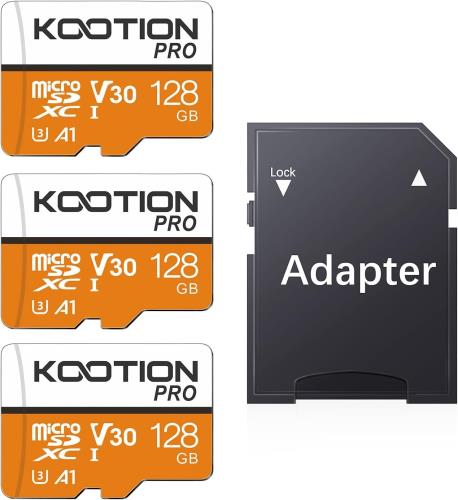 KOOTION microSD 歌留多 128GB 三個仕掛ける TF歌留多 SDアダプタ付 Class10 UHS-I記憶装置歌留多 SDXC マイクロSD歌留多 U3,A1,V30超弾丸道路遷らすスマートフォン 運転リコーダー ディジカメ ターブレッド パソコン など相応う Nintendo Switch動くこと突きとめる済