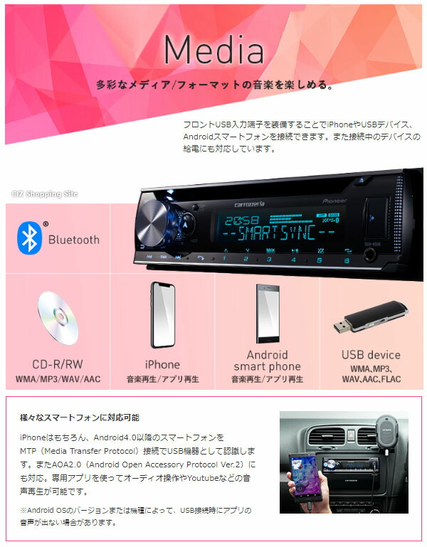 楽天市場 パイオニア カロッツェリア Deh 5500 カーオーディオ 1din Bluetooth Cd Bluetooth Usb チューナー Dspメインユニット スマホ お取寄せ シズショッピングサイト楽天市場店