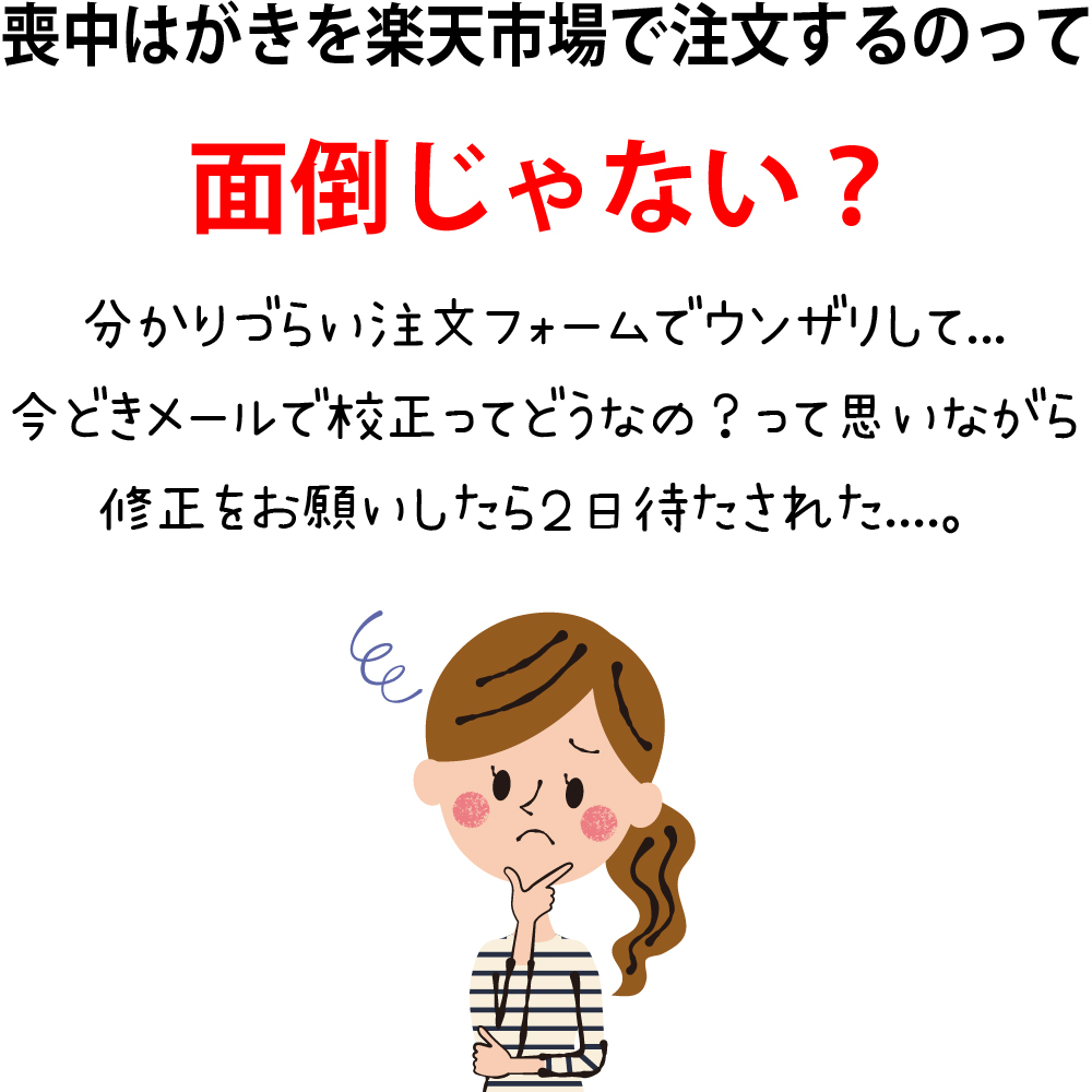 楽天市場 喪中はがき 300枚 送料無料 差出人印刷 挨拶文変更可能 自由編集 喪中ハガキ印刷 官製はがき 胡蝶蘭官製はがき 印刷 寒中見舞い 年賀欠礼はがき 喪中ハガキ おしゃれ メール便送料無料 年賀状ソフト不要 コラボショップ 楽天市場店