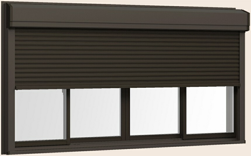 サーモスII-H シャッター付引違い窓 4枚建て 標準尺度手合い / 電動 Low-E複層硝子遣りかた 256204 W：2,600粍 × H：2,030粍 LIXIL リクシル TOSTEM トステム