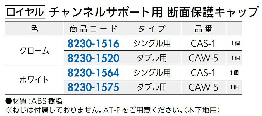 市場 チャンネルサポート用 シングル用 断面保護キャップ CAS-1