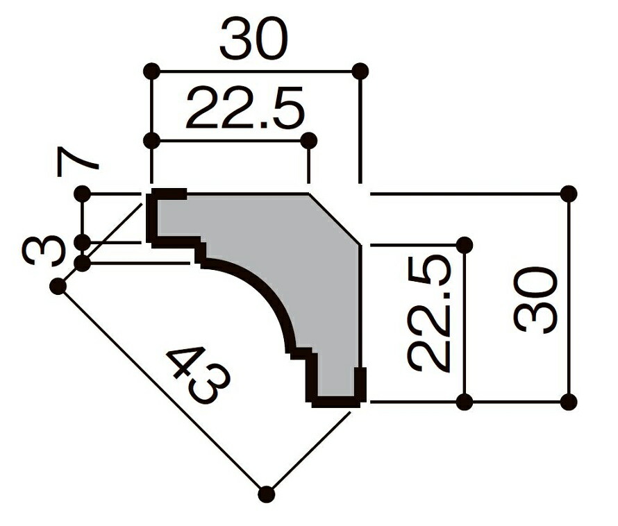 廻り縁 / デラックス 定尺：4,000mm □-5005-MBJC 入数：10 リノバ 造作材
