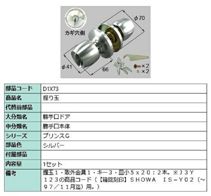 握り玉 / 1セット入り 部品色：シルバー D1X73 交換用 部品 LIXIL リクシル TOSTEM トステム 9,720円