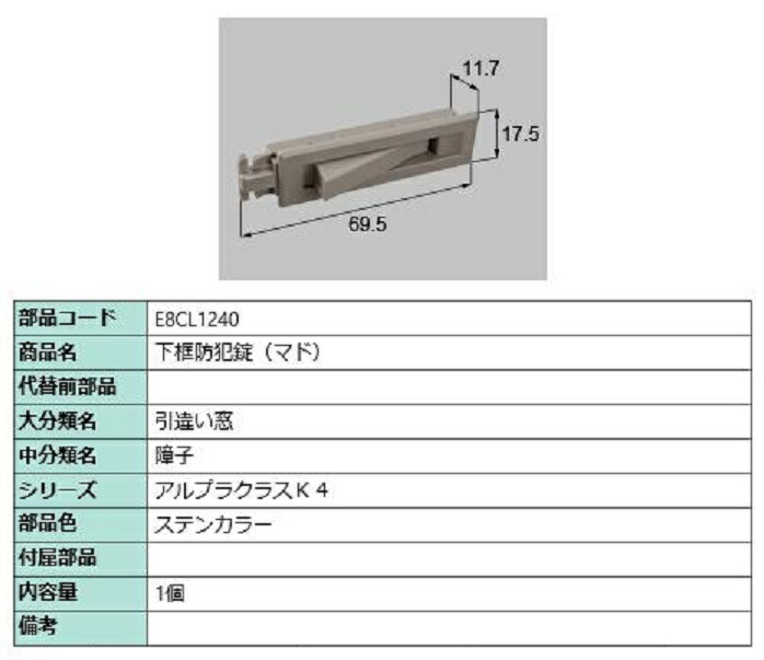 サブロック様 楽天市場】下框防犯錠(サブロック) / 1個入り 部品色：ステン