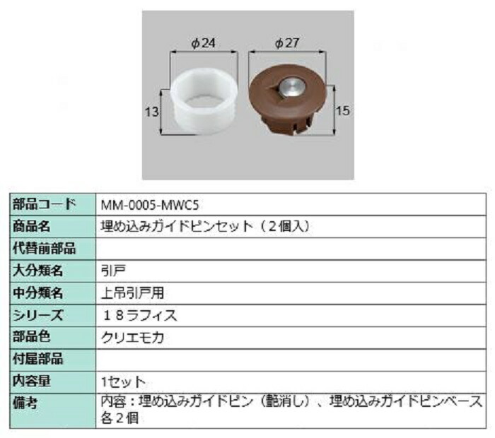 パナソニック 調整付マグネットガイドピン シルバー(扉色柄：WZ/GZ/SZ/NZ用) 1個入り MDU900S1 (MDU900S 後継品) 調整付マグネットガイドピン（シルバー） - MDU900S1 - ハイ