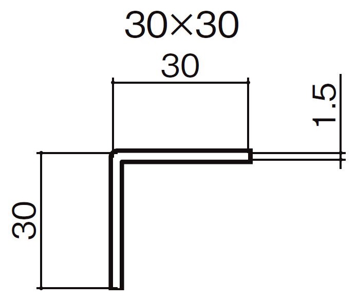 L字アングル 30mm &times; 30mm &times; 3,800mm 5本入り インプラス オプション LIXIL リクシル TOSTEM トステム｜Clair（クレール）店
