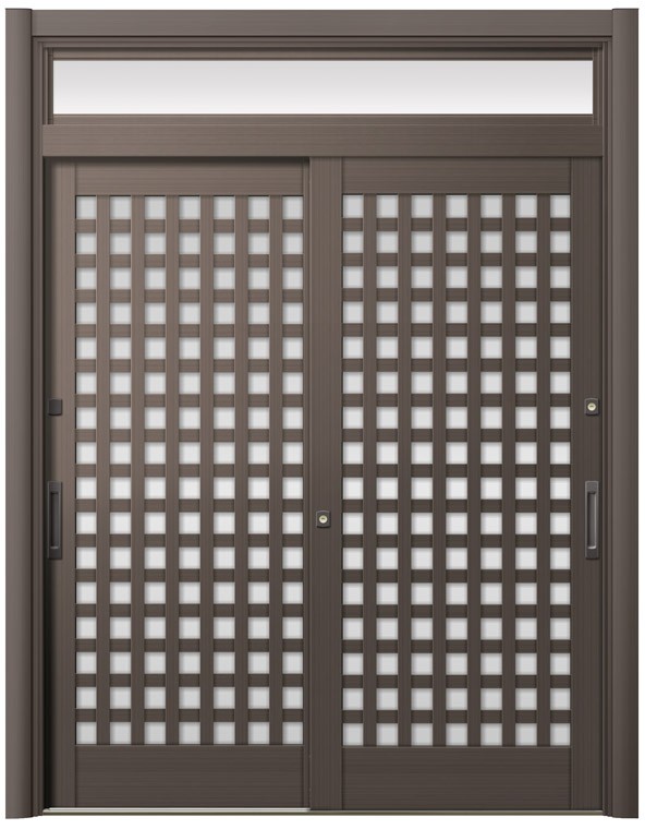 リシェント玄関引戸2 2枚建てランマ付き SG仕様 S57型 アルミ色 手動タイプ 特注サイズ W：1,195～2,604mm × H：1,831～2,780mm LIXIL TOSTEM