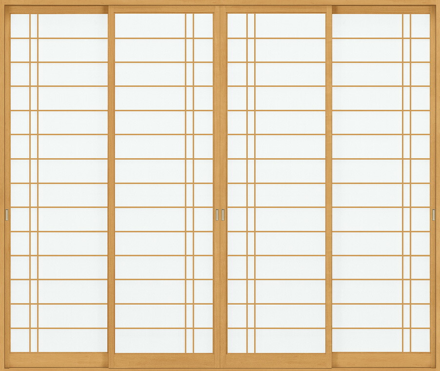 標準障子枠4枚と窓用障子枠2枚 サッシ内障子枠 中窓2D 方立(桧・化粧貼り/平面地桧板目,コバ面