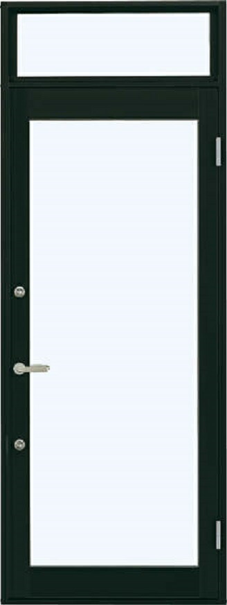 7TD 店舗ドア 片開き ランマ付き 2ロック仕様 一般複層ガラス仕様 中桟なし W：868mm × H：2,330mm 店舗 土間納まり YKK AP