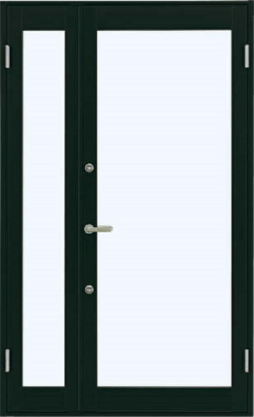 7TD 店舗ドア 親子 ランマなし 2ロック仕様 Low-E複層ガラス仕様 中桟なし W：1,235mm × H：2,018mm 店舗 土間納まり YKK AP