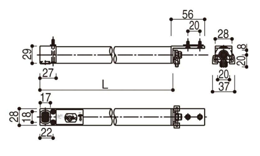 引戸クローザー L：790粍 / 1個入り口・入口 HH-2K-15520-790 取り替えっこ用 部分品 YKK AP