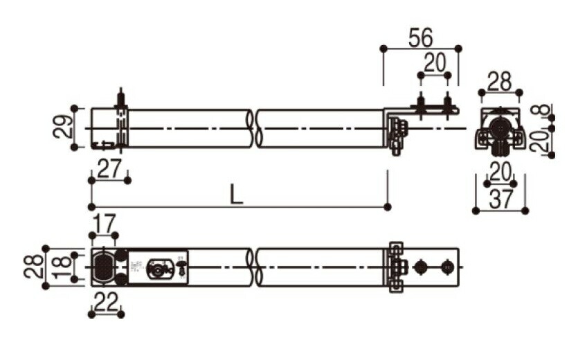 引戸クローザー L：930粍 / 1個入り口・入口 HH-2K-15520-930 取り替えっこ用 部分品 YKK AP