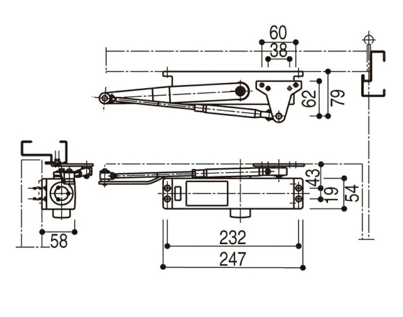 ドアクローザ / 1個入り HH-2K-15914 交換用 部品 YKK AP