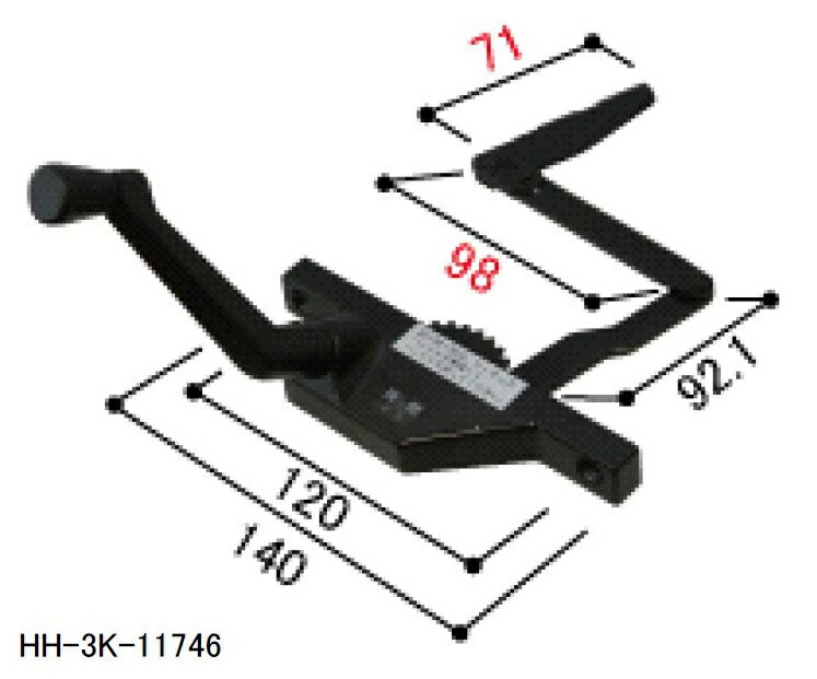オペレーターハンドル / 1個入り HH-3K-11746 / HH-3K-11747 交換用 部品 YKK AP