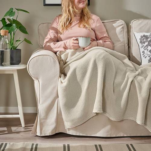 IKEA イケア ひざ掛け オフホワイト 130x170cm m50549544