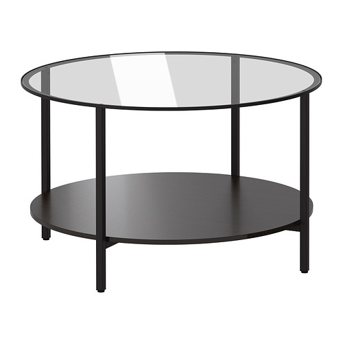 IKEA イケア コーヒーテーブル 75cm ガラス ブラックブラウン 黒 茶 