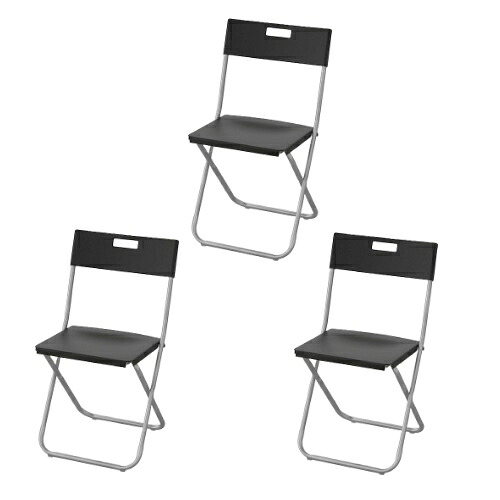 【セット商品】IKEA イケア 折りたたみチェア ブラック 黒 3脚セット c80217798x3 GUNDE グンデ イス ダイニングチェア おしゃれ シンプル 北欧 かわいい 家具