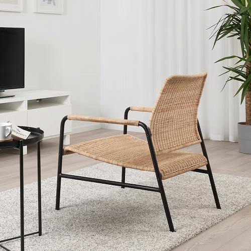 【引取歓迎】イケア IKEA ウルリクスベリ パーソナルチェア 籐/アイアン ULRIKSBERG ウルリクスベリ パーソナルチェア, 籐, チャコール