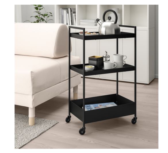 IKEA イケア ワゴン ブラック 黒 キャスター付き 50.5x30x83cm