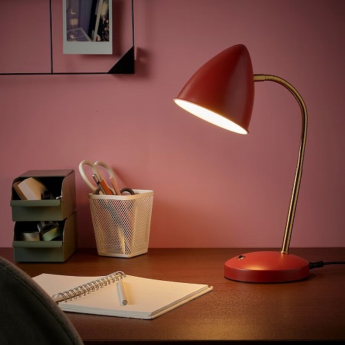 IKEA イケア LEDワークランプ レッド 赤 黄銅色 m70520016 ISNALEN