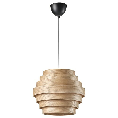 IKEA イケア ペンダントランプ ホワイトステインオーク材突き板/ブラック 40cm s99618183 DYKARKLOCKA デュカルクロッカ HAVSDJUP ハーヴスユープ