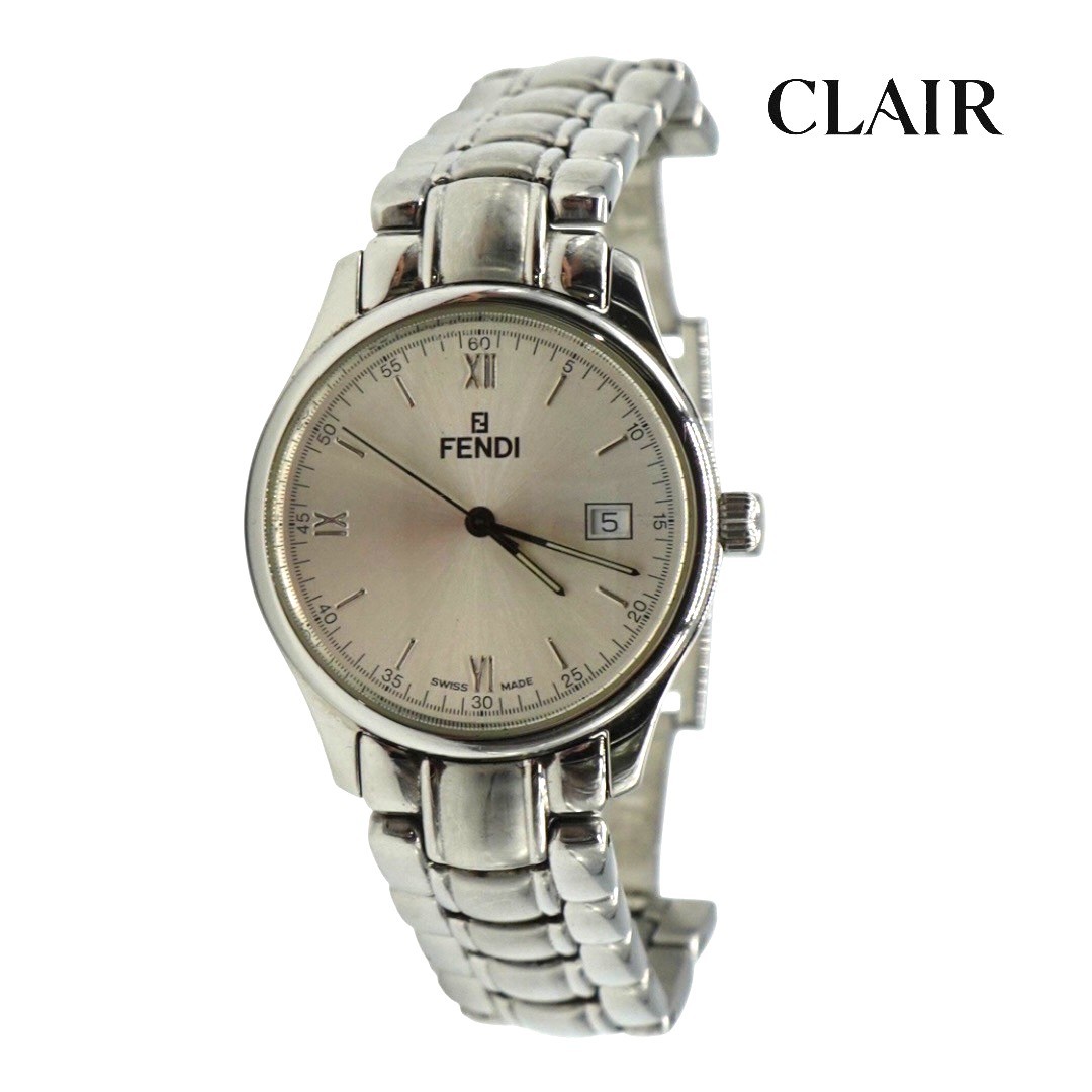 FENDI ●腕時計　FENDI クアドロ メンズ 腕時計 レザー 60500G FENDI クアドロ メンズ 腕時計 クオーツ SS レザー ネイビー文字