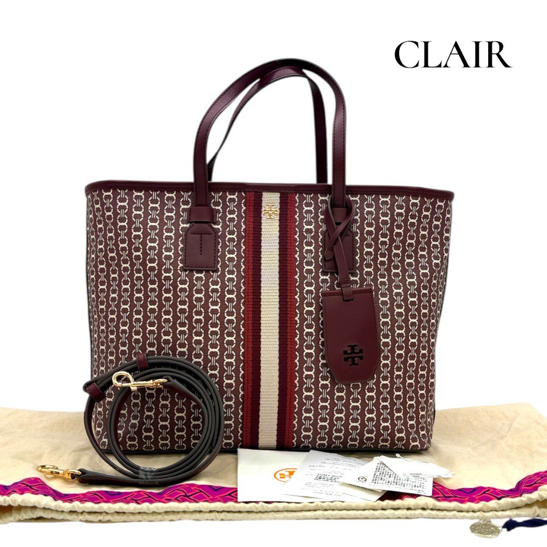 【中古】トリーバーチ ジェミニリンク トートバッグ 2way PVC レッド TORY BURCH｜CLAIRSTORE 店
