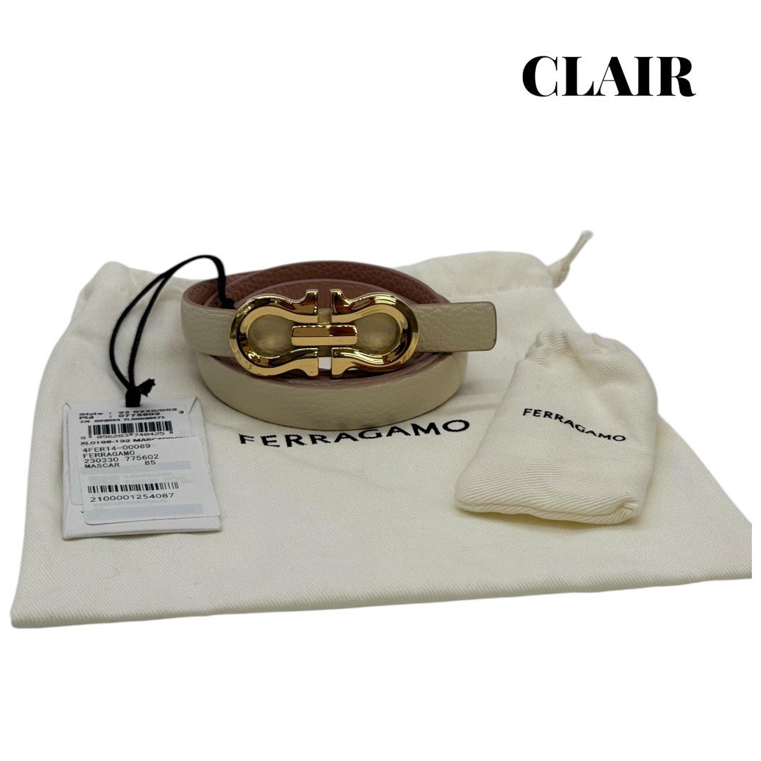 【未使用保管品】FERRAGAMO フェラガモ ベルト レディース レザー リバーシブル ダブルガンチーニ ゴールド金具|CLAIRSTORE 店