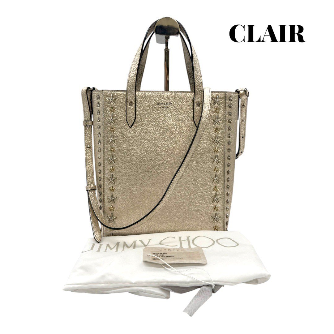【美品】ジミーチュウ JIMMY CHOO スタースタッズ ペガシ トートバッグ 2WAYうしろ側