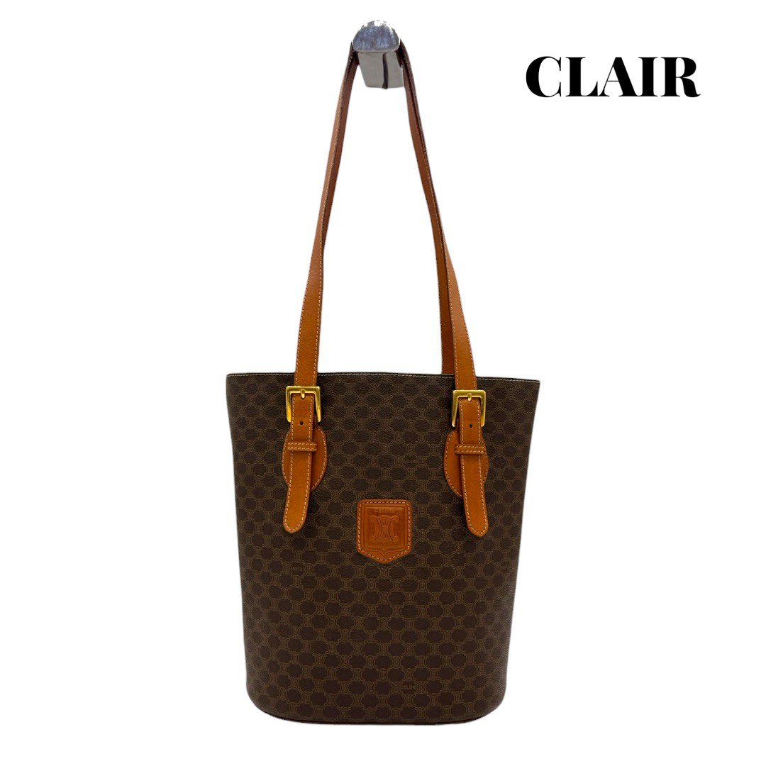 【中古】 セリーヌ CELINE マカダム トートバッグ PVC レザー ダークブラウン 茶 中古｜CLAIRSTORE 店