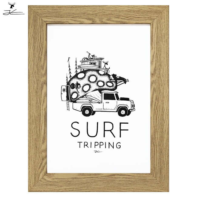 ★JONAS CLAESSON ジョナスクレアッソン SURF TRIPPING サーフトリッピング A4 額セット AJ60FZ06A4 【 絵 アート イラスト インテリア 雑貨 】｜Clapper