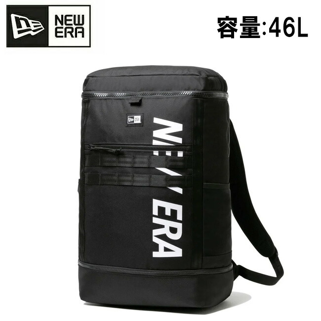 【クーポン配布中】★NEWERA ニューエラ ボックスパック ラージ 46L プリントロゴ ブラック 14521368 【 リュック バックパック 通勤 通学 PC収納 大容量 アウトドア スポーツ タウンユース レコードバッグ 】｜Clapper