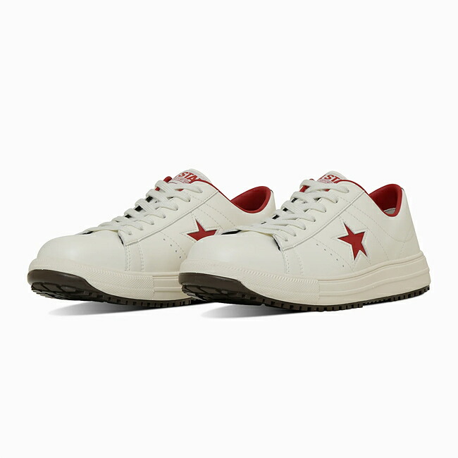 【4/4 20時～4/10 23時59分限定クーポン配布中】★CONVERSE コンバース ONE STAR PS ワンスターPS White/Red 33701752 【 安全靴 作業靴 セーフティーシューズ JSAA規格 A種 人工皮革製 プロスニーカー 】