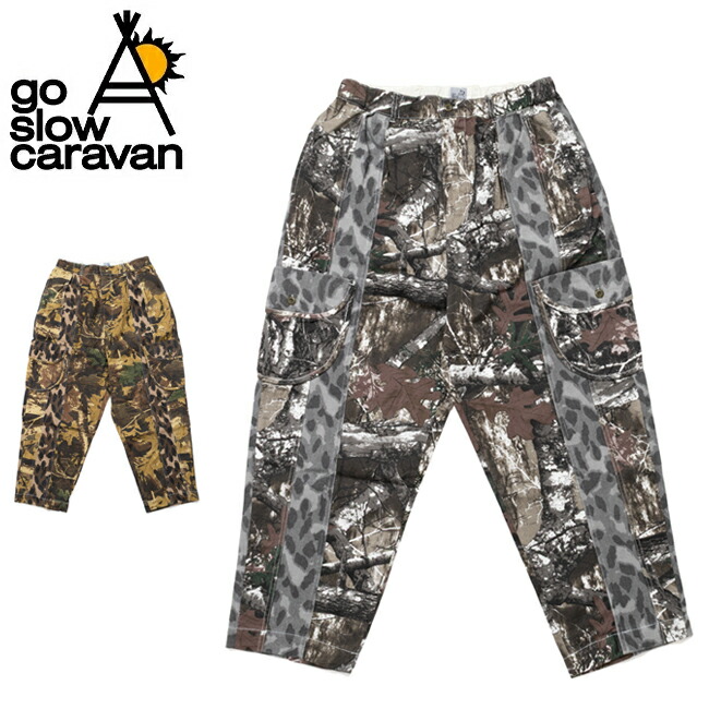 ★go slow caravan ゴースローキャラバン 迷彩×レオパード切替 カーゴパンツ 356118 【 ボトムス ズボン ロングパンツ アウトドア 】
