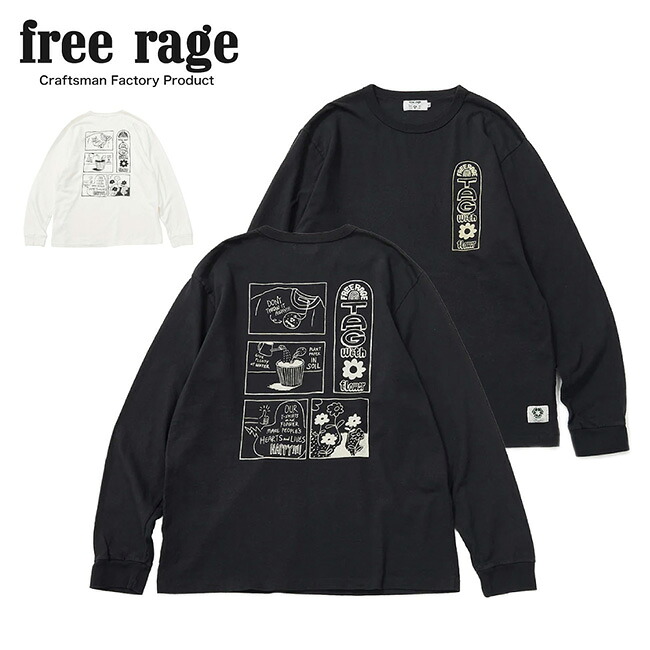 ★free rage フリーレイジ リサイクルコットン長袖Tシャツ (Tag With Flower) 225CC805D 【 トップス ロンT 綿 アウトドア 】【メール便・代引不可】