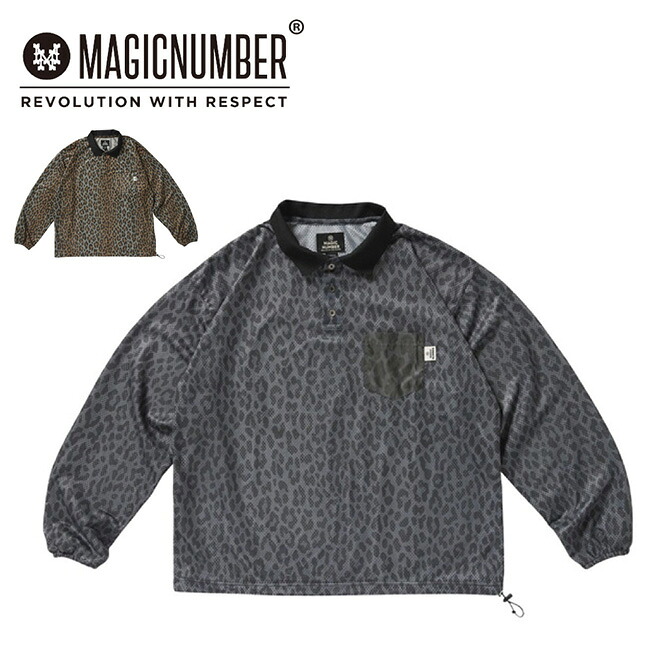 【4/4 20時～4/10 23時59分限定クーポン配布中】★MAGICNUMBER マジックナンバー MESH LEOPARD POLO-SHIRT メッシュレオパードポロシャツ 26SS-MN010 【 トップス 長袖 ロングスリーブ ドローコード 調整可能 通気 】