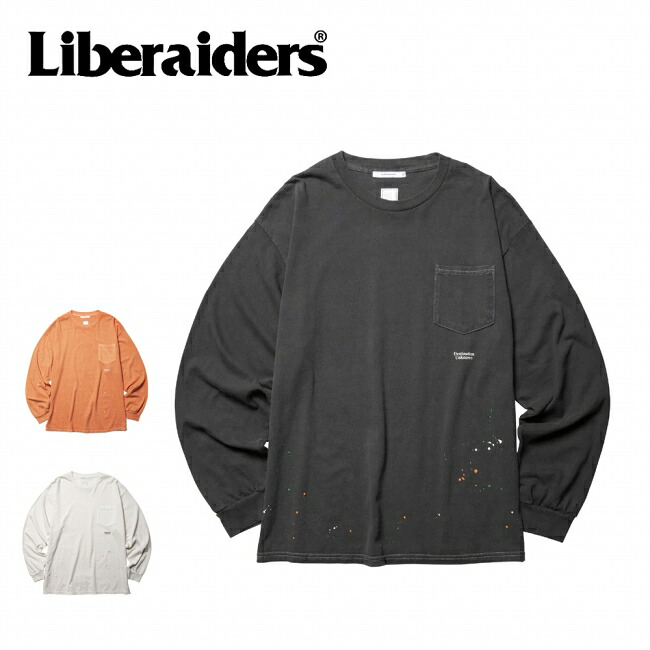 ★Liberaiders リベレイダース Paint Splatter L/S Tee ペイントスプラッターロングスリーブティー 735072601 【 トップス 長袖 ロンT ペイント加工 ヴィンテージライク アウトドア 】