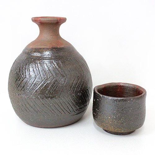 楽天市場】備前焼 酒器揃 桟切 徳利 ぐい呑み セット 木箱入り 夢幻庵