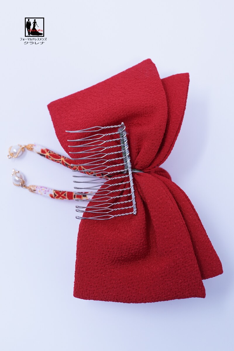 楽天市場 日本製 職人 手作り ハンドメイド 髪飾り ヘアアクセサリー 髪留め 七五三 成人式 卒業式 振袖 袴 前撮り ちりめん かんざし 浴衣 手作り ハンドメイド 日本製 クラレナの 赤 リボン 梅 パール 髪飾り Kamikazari227 新品 和装 小物 フォーマル