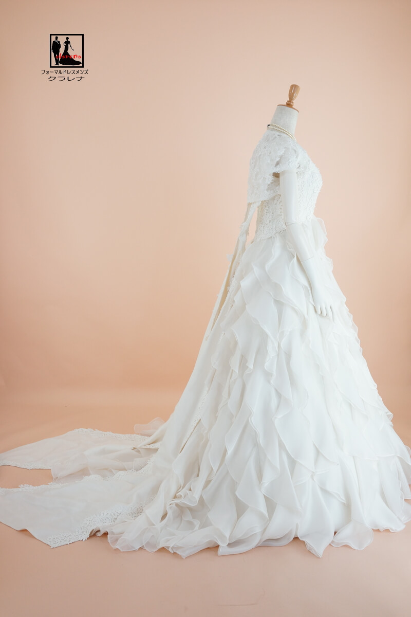 楽天市場 ウェディングドレス 中古 販売 送料無料 クラレナの ボレロ リボン ネックレス イヤリング付き アイボリー 3way ウエディングドレス 9号 Clw1142 中古 Used品 リサイクル 洋装 ドレス Wd9 Wd11 フォーマルドレスメンズ クラレナ