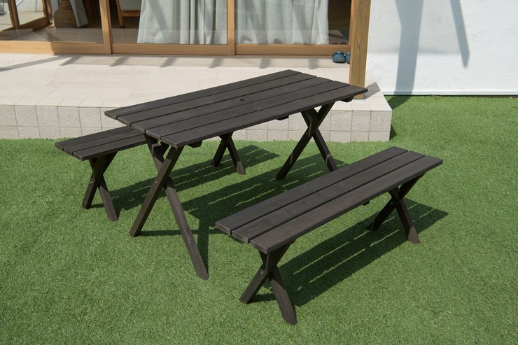 ア*バ様 花びら型 木製テーブル　ダークブラウン 花びら型 木製テーブル ダークブラウン