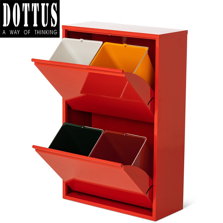 【メーカー直送】 【正規販売店】 DOTTUS ウエストバスケット4 レッド 2列×2段 16L×4個 ごみ箱 分別 ダストボックス おしゃれ イタリア製