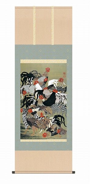 楽天市場】掛け軸 掛軸 伊藤若冲 （いとうじゃくちゅう）・群鶏図